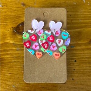 🍭 5 for $30 Colorful Heart Earrings with Sweet Messages
